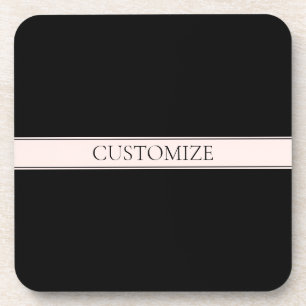 Light Pink Blush Stripe & Elegant Editable Text Coaster