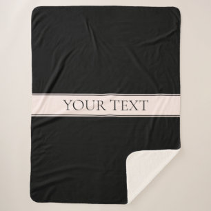 Light Pink Blush Stripe & Elegant Editable Text Sherpa Blanket