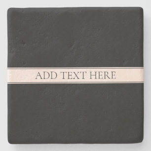 Light Pink Blush Stripe & Elegant Editable Text Stone Coaster