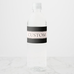 Light Pink Blush Stripe & Elegant Editable Text Water Bottle Label
