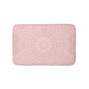 Light Pink Boho Style Mandala Pattern Bath Mat