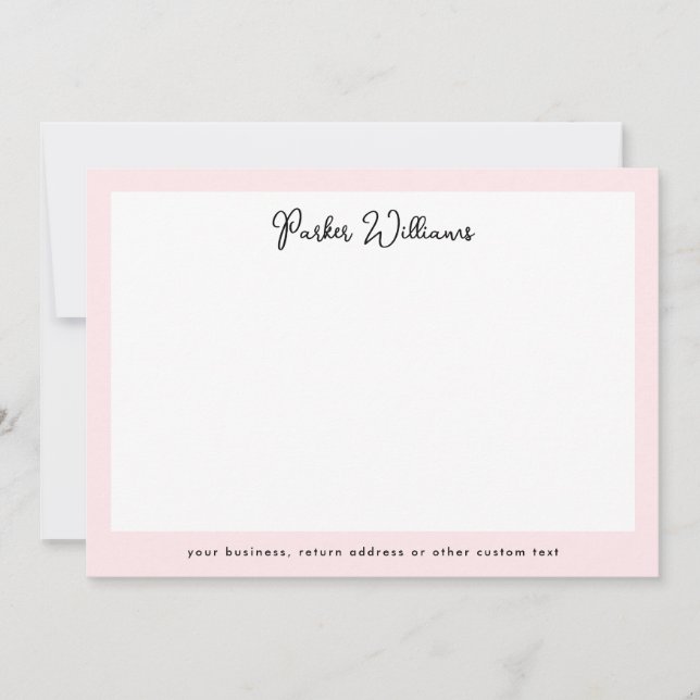 Light pink border handwritten script name card (Front)