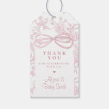 Light Pink Bow and Toile Baby Shower Favour