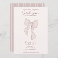 light pink bow drawing baby shower invitation