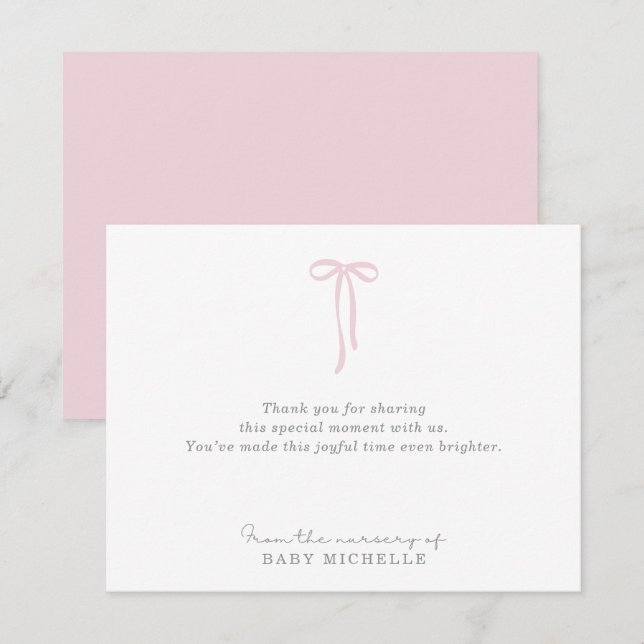 Light pink Bow, from the nursery of, text card  (Front/Back)