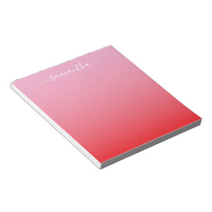 Light Pink Bright Red Gradient Girly Signature Notepad
