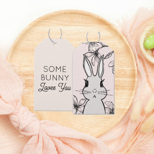 Light Pink Bunny Floral Easter  Gift Tags