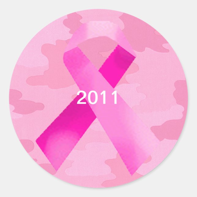Light Pink Camouflage Pink Ribbon Date Stickers (Front)