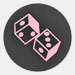 Light Pink Casino Dice Classic Round Sticker