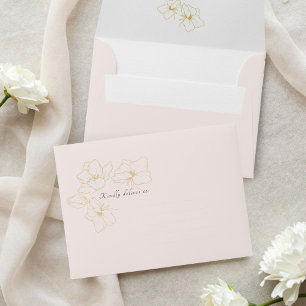 Light Pink   Chic Gold Floral Wedding  Envelope