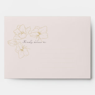 Light Pink   Chic Gold Floral Wedding  Envelope