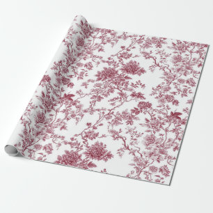 Light Pink Chinoiserie Vine Toile Garden Party Wra Wrapping Paper