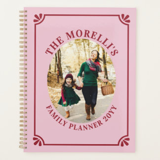 Light Pink & Crimson Oval Photo Family Planner