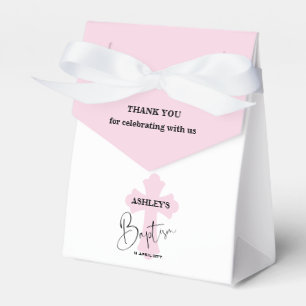Light Pink Cross Baptism Thank you Favour Box