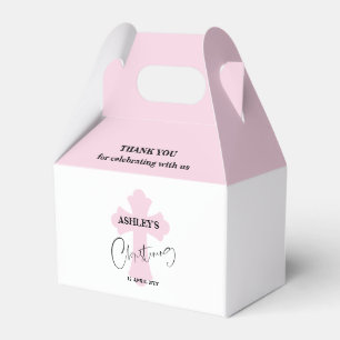 Light Pink Cross Christening Thank You Favour Box