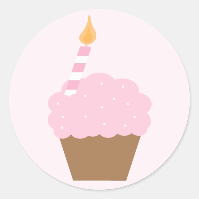 Light Pink Cupcake Classic Round Sticker (Front)