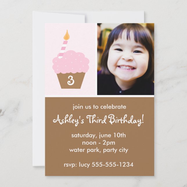 Light Pink Cupcake Invitation (Front)