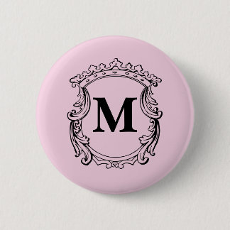 Light Pink Custom Monogram Crest 6 Cm Round Badge