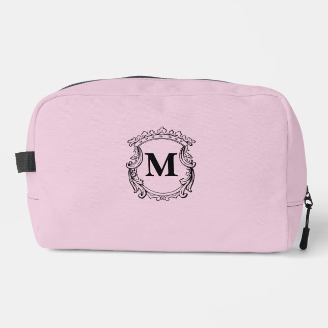 Light Pink Custom Monogram Crest Dopp Kit (Front)