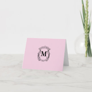 Light Pink Custom Monogram Crest Thank You Card