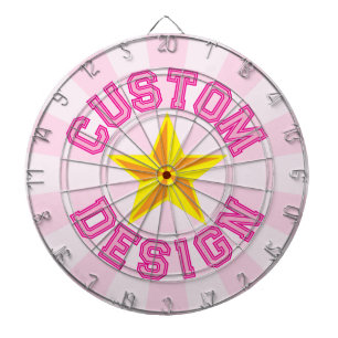 Light Pink Custom Text With Yellow Star Design Dartboard