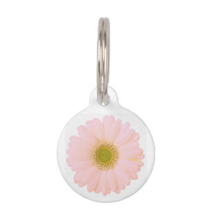 Light Pink Daisy on White Personalised Pet Tag