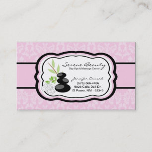 Light Pink Damask Spa Hot Stones Business Card