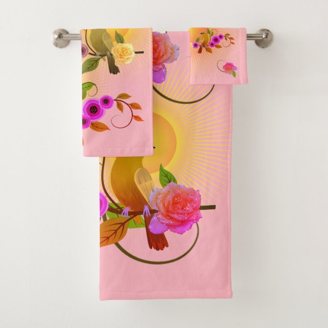 Light Pink - Dew Drops & Sunshine Bath Towel Set (Insitu)