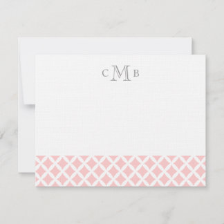 Light Pink Diamonds Wedding Monogram Stationery Note Card
