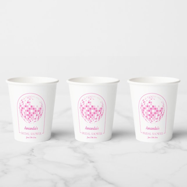 Light Pink Disco Boogie Bridal Shower Paper Cups (Multi)