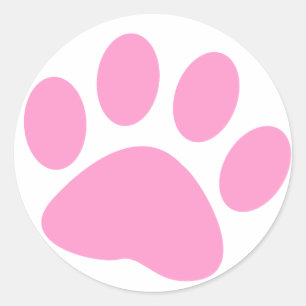 Light Pink Dog Animal Paw Print Classic Round Sticker