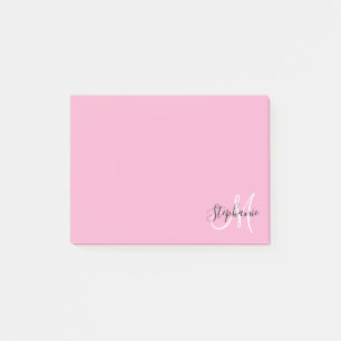 Light Pink Elegant Black and White Monogram Post-it Notes