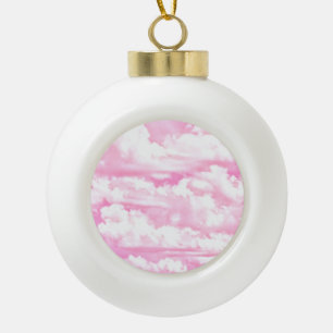 Light Pink Elegant Clouds Decor Ceramic Ball Christmas Ornament