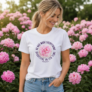 Light Pink Elegant Peony Ecclesiastes 3:11 Floral  T-Shirt