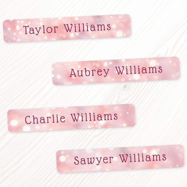 Light pink ethereal bokeh waterproof name (Light pink ethereal bokeh waterproof name labels)