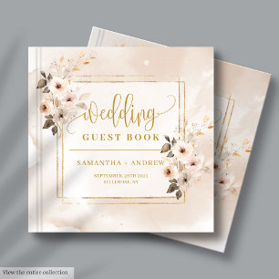 Light Pink Fall Florals Boho Wedding Guest Book