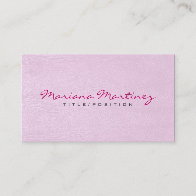 Light Pink Faux Leather Look Texture Business Card (Front)