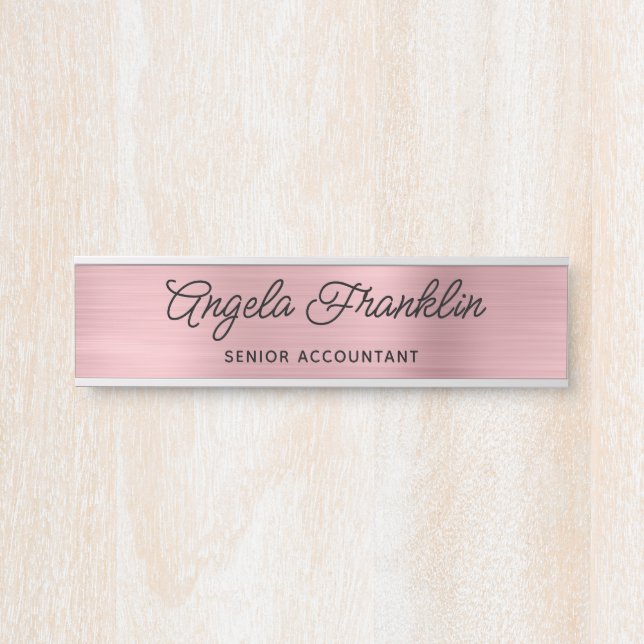 Light Pink Faux Metallic Foil Door Sign (Front)