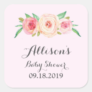Light Pink Floral Baby Shower Tag