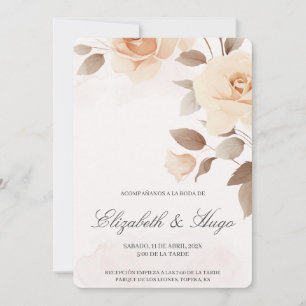 Light pink flower spanish Wedding Invitation