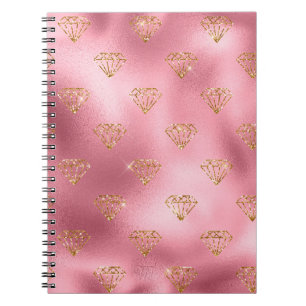 Light Pink Foil & Gold Glam Glitter Diamonds Notebook