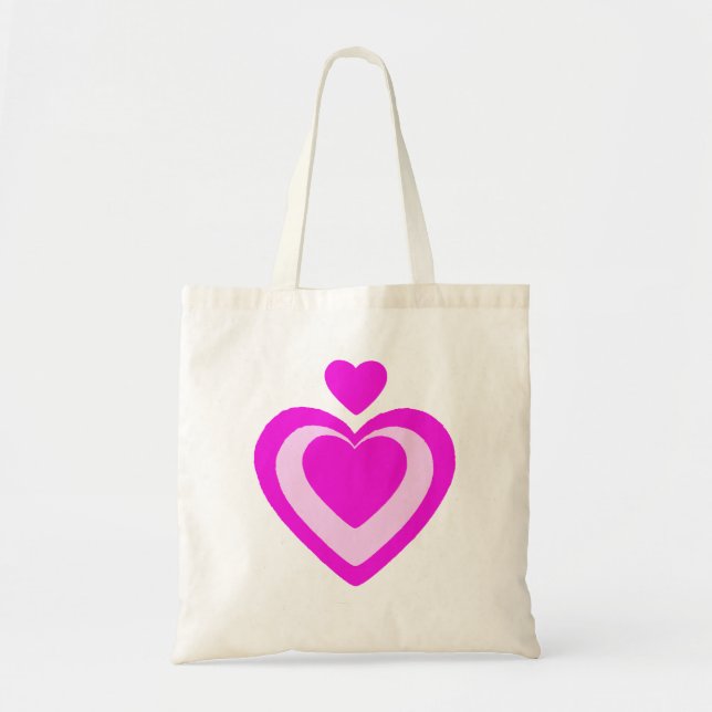 LIGHT PINK FUCHSIA HEARTS TOTE BAG (Front)