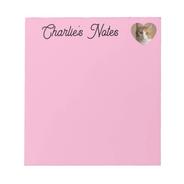Light Pink Fun Custom Pet Cat Heart Frame Notepad (Front)
