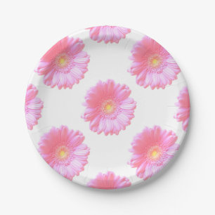 Light pink gerbera daisy paper plate