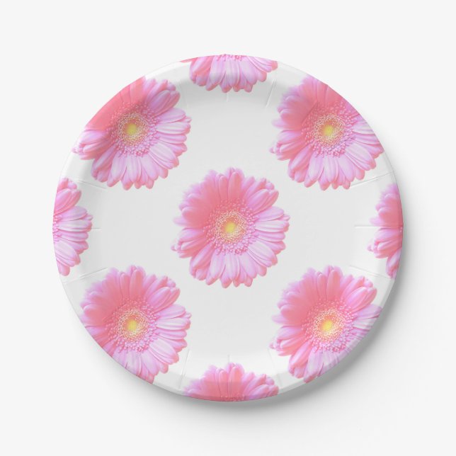 Light pink gerbera daisy paper plate (Front)