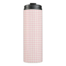 Light Pink Gingham Pattern Thermal Tumbler