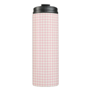 Light Pink Gingham Pattern Thermal Tumbler