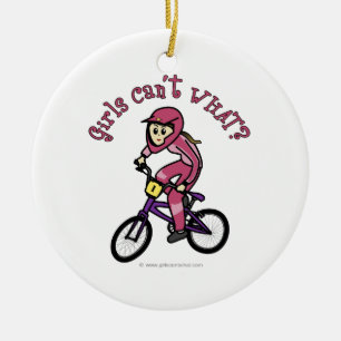 Light Pink Girls BMX Ceramic Tree Decoration