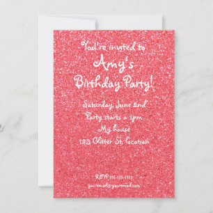 Light pink glitter birthday invitation