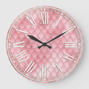 Light Pink & Glitter Dragon Scales Large Clock